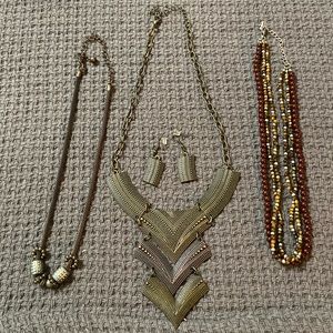 SET of THREE Necklaces + Earrings